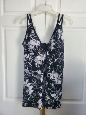 Trimshaper Swimsuit, Black and White, Size 14